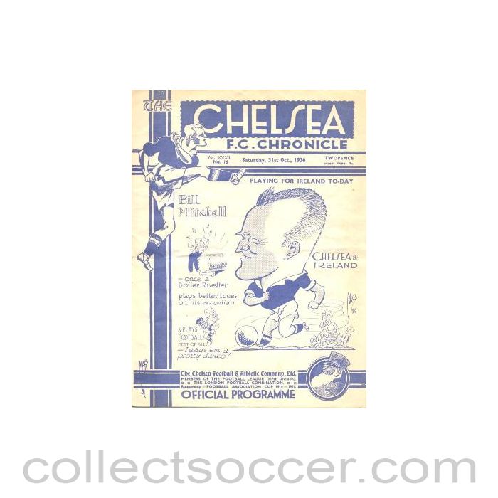 1936 - Chelsea v Derby County official programme 31/10/1936