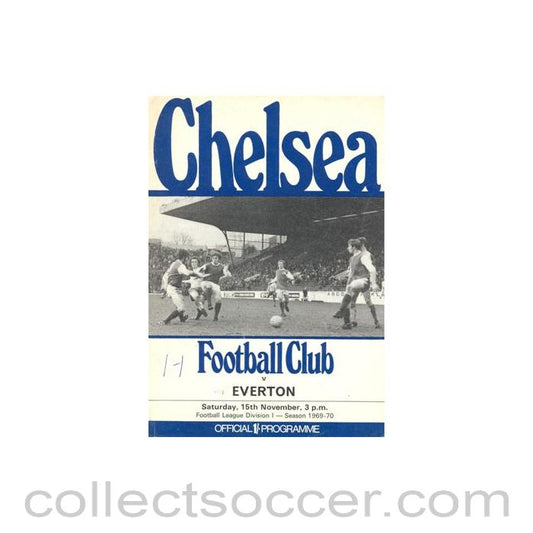 1969 - Chelsea v Everton official programme 15/11/1969 Football League, token missing and hence half price