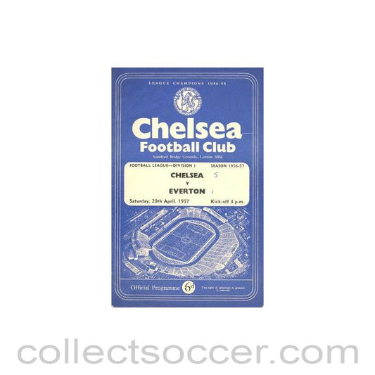 1957 - Chelsea v Everton official programme 20/04/1957