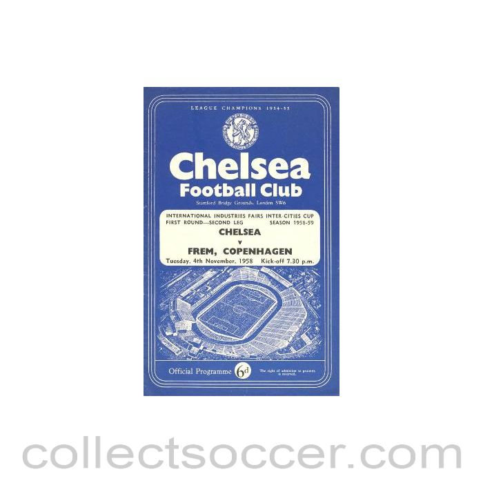 1958 - Chelsea v Frem, Copenhagen official programme 04/11/1958