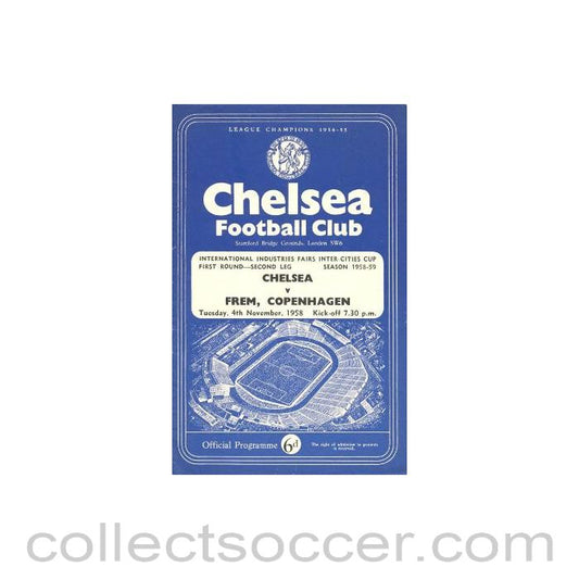 1958 - Chelsea v Frem, Copenhagen official programme 04/11/1958