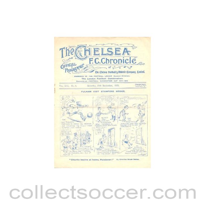 1925 - Chelsea v Fulham official programme 26/09/1925