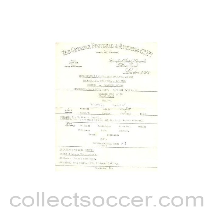 1958 - Chelsea v Hastings United official programme 09/04/1958