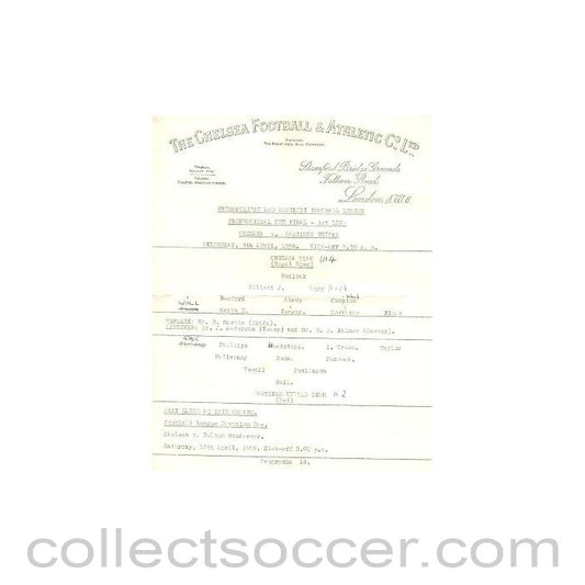 1958 - Chelsea v Hastings United official programme 09/04/1958