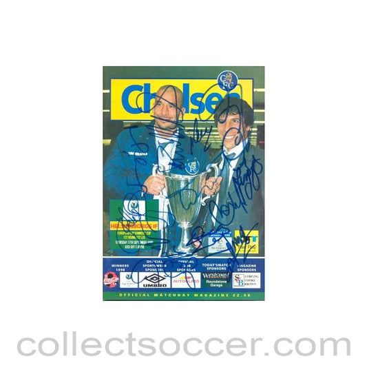 1998 - Chelsea v Helsingborgs official programme 17/09/1998 European Cup Winners Cup, 1st Round, fully signed!