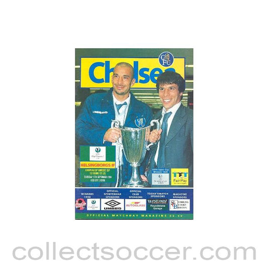 1998 - Chelsea v Helsingborgs official programme 17/09/1998 European Cup Winners Cup, 1st Round