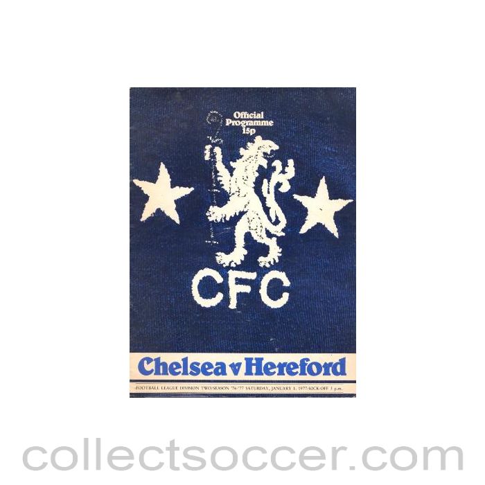 1977 - Chelsea v Hereford official programme 01/01/1977