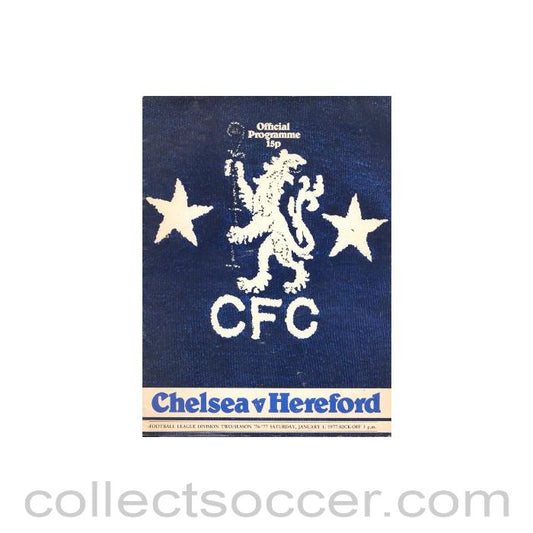 1977 - Chelsea v Hereford official programme 01/01/1977