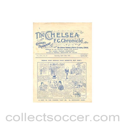 1921 - Chelsea v Huddersfield Town official programme 16/04/1921