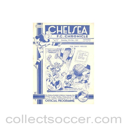 1937 - Chelsea v Huddersfield Town official programme 27/03/1937