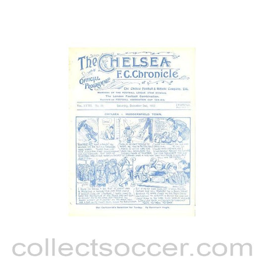 1922 - Chelsea v Huddersfield Town official programme 02/12/1922