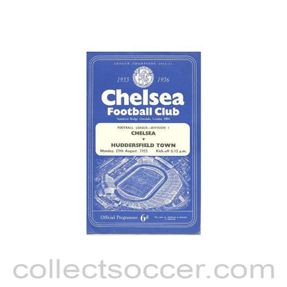1955 - Chelsea v Huddersfield Town official programme 29/08/1955