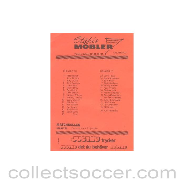 1989 - Chelsea v Kalmar official programme 1989-90