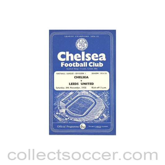 1958 - Chelsea v Leeds United official programme 08/11/1958