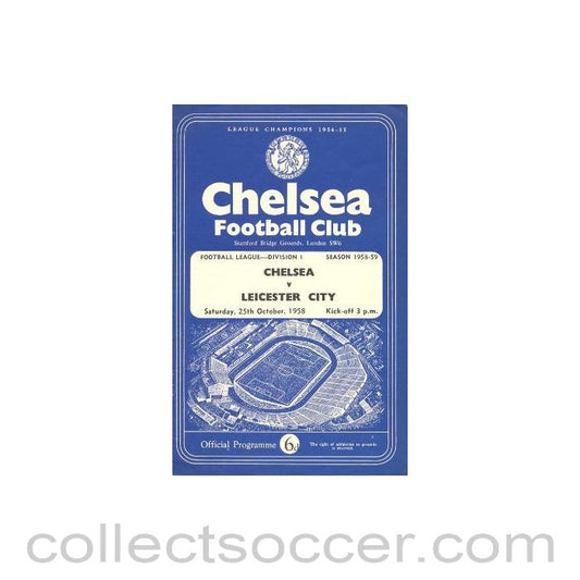 1958 - Chelsea v Leicester City official programme 25/10/1958