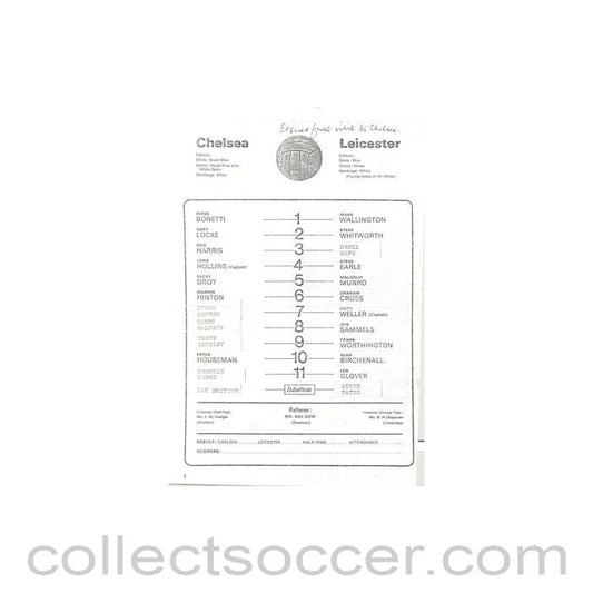 Chelsea v Leicester City official teamsheet