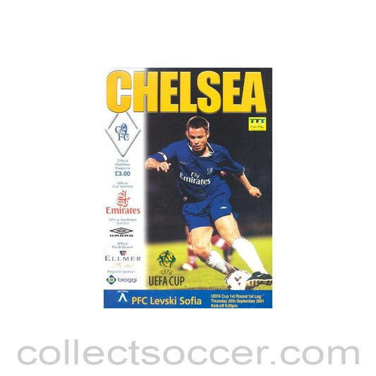 2001 - Chelsea v Levski Sofia official programme 20/09/2001 UEFA Cup