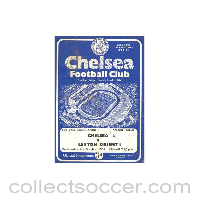 1961 - Chelsea Reserves v Leyton Orient Reserves official programme 04/10/1961
