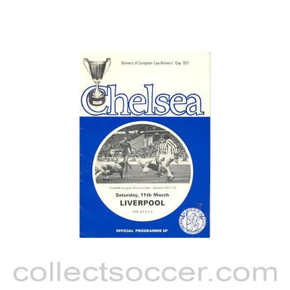 1972 - Chelsea v Liverpool official programme 11/03/1972