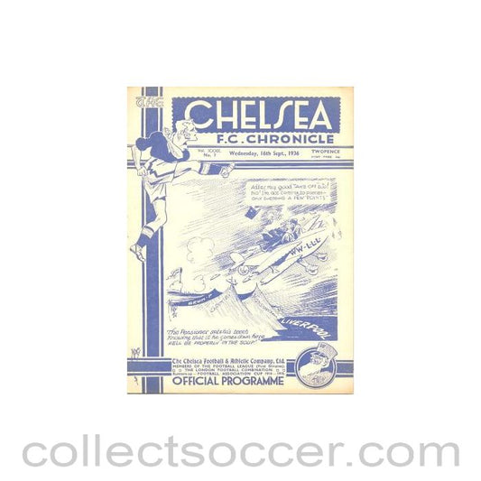 1936 - Chelsea v Liverpool official programme 16/09/1936