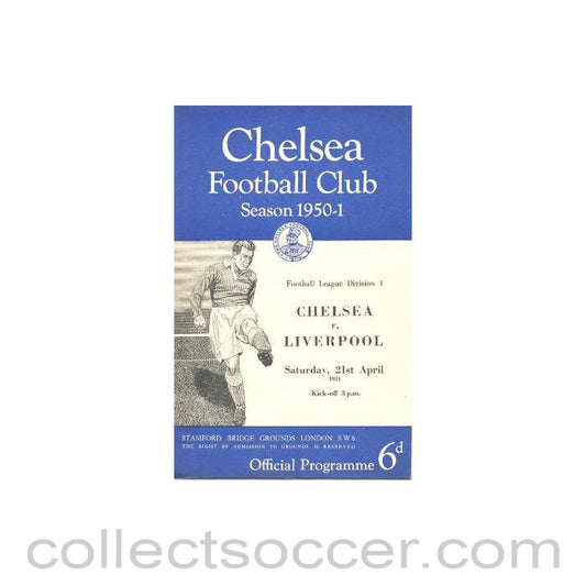 1951 - Chelsea v Liverpool official programme 21/04/1951