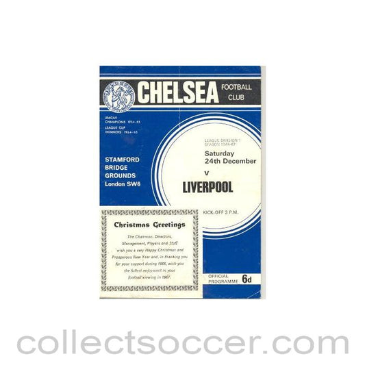 1966 - Chelsea v Liverpool official programme 24/12/1966 Football League