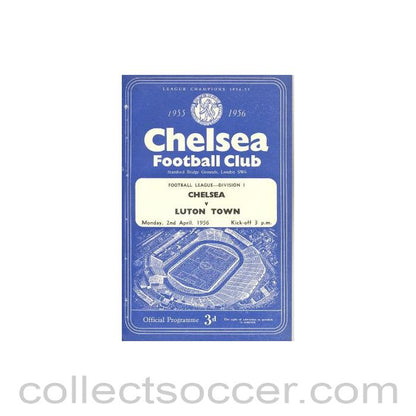 1956 - Chelsea v Luton Town official programme 02/04/1956