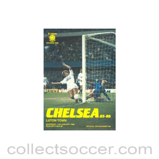 1986 - Chelsea v Luton Town official programme 11/01/1986