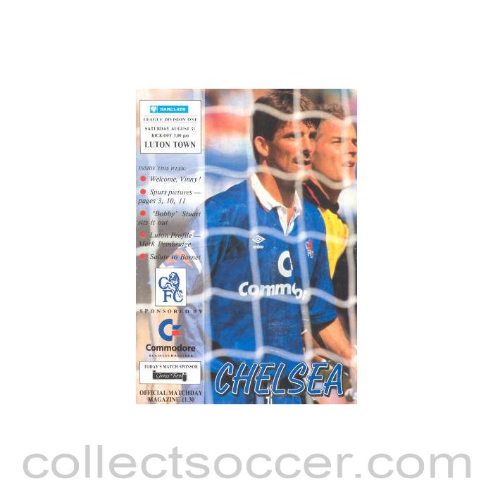 1991 - Chelsea v Luton Town official programme 31/08/1991