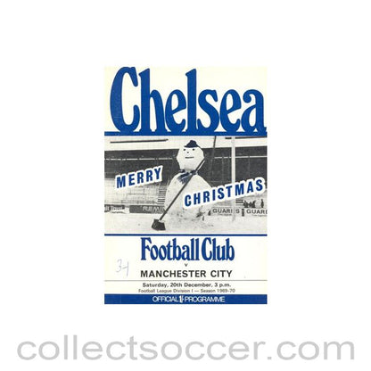 1969 - Chelsea v Manchester City official programme 20/12/1969 Football League, token missing and hence half price