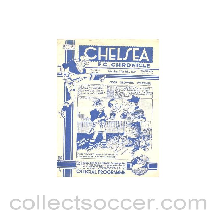 1937 - Chelsea v Manchester United official programme 27/02/1937
