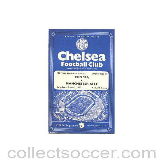 1959 - Chelsea v Manchester City official programme 04/04/1959