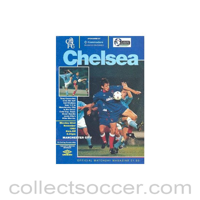 1993 - Chelsea v Manchester City official programme 22/11/1993