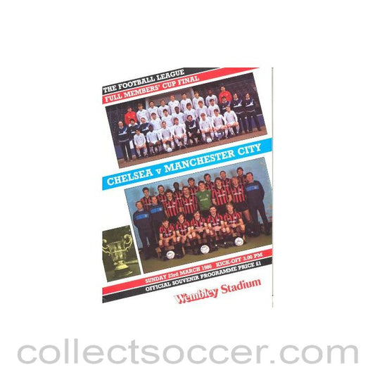 1986 Full Members Cup Final official programme Chelsea v Manchester City 23/03/1986