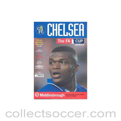 2003 - Chelsea v Middlesbrough official programme 04/01/2003