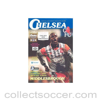 1996 - Chelsea v Middlesbrough official programme 04/02/1996