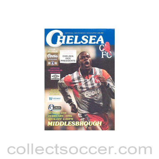 1996 - Chelsea v Middlesbrough official programme 04/02/1996