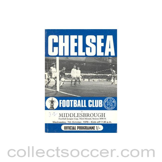 1970 - Chelsea v Middlesbrough official programme 07/10/1970 Football League