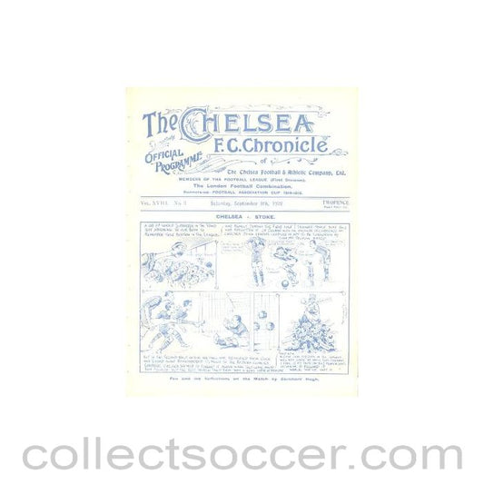 1922 - Chelsea v Middlesbrough official programme 09/09/1922