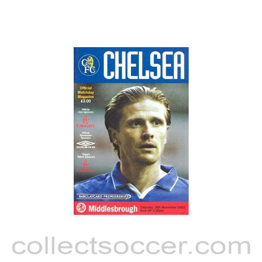 2002 - Chelsea v Middlesbrough official programme 16/11/2002