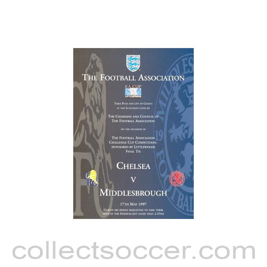 1997 - FA Cup Final 1997 Royal Box Programme of Arrangements Chelsea v Middlesbrough
