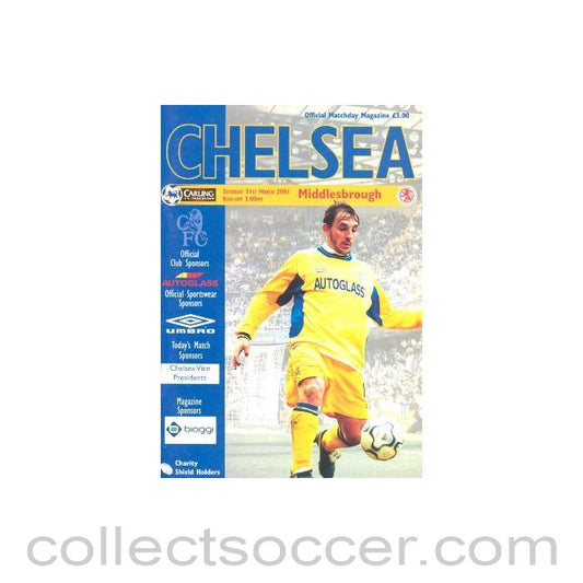 2001 - Chelsea v Middlesbrough official programme 31/03/2001 Premier League