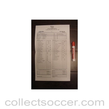 2004 - Milan v Chelsea 02/08/2004 handwritten teamsheet, Championsworld Series, Philadelphia 2004