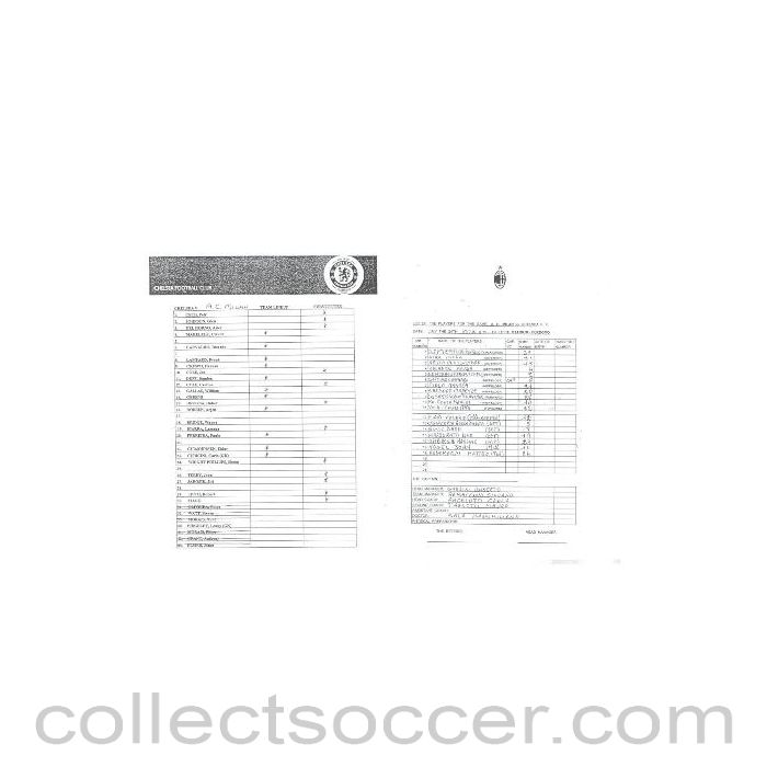 2005 - Milan v Chelsea teamsheet 24/07/2005