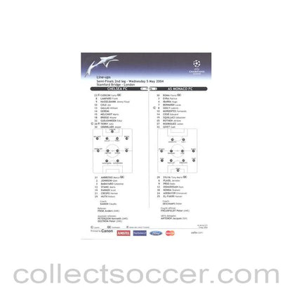 2004 - Chelsea v Monaco line-ups 05/05/2004 Champions League Semi-Final