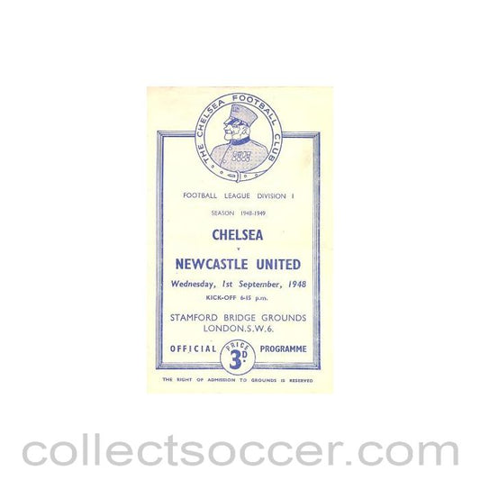 1948 - Chelsea v Newcastle United official programme 01/09/1948