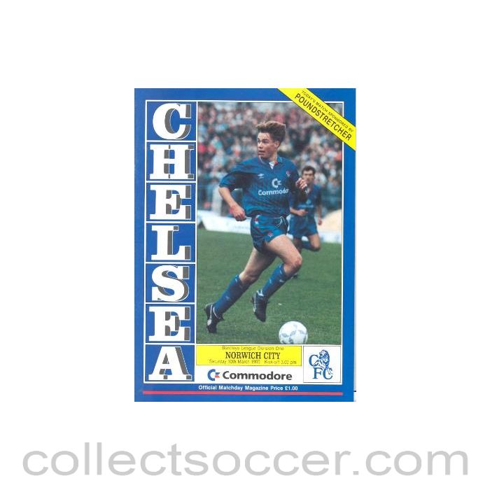 1990 - Chelsea v Norwich City official programme 10/03/1990