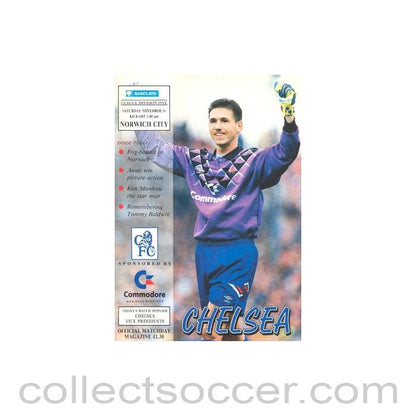1991 - Chelsea v Norwich City official programme 16/11/1991