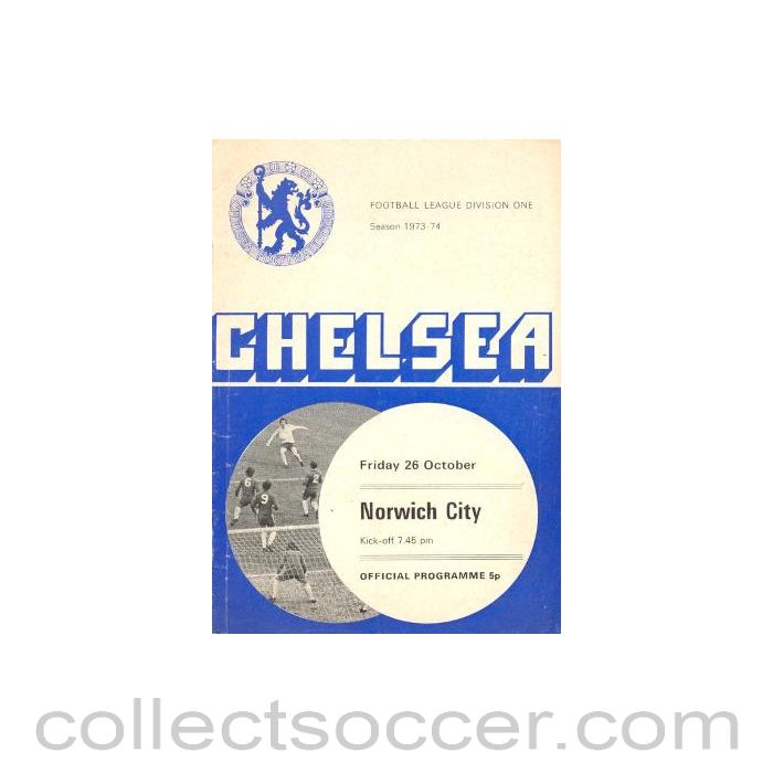 1973 - Chelsea v Norwich City official programme 26/10/1973
