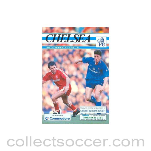 1990 - Chelsea v Norwich City official programme 10/11/1990
